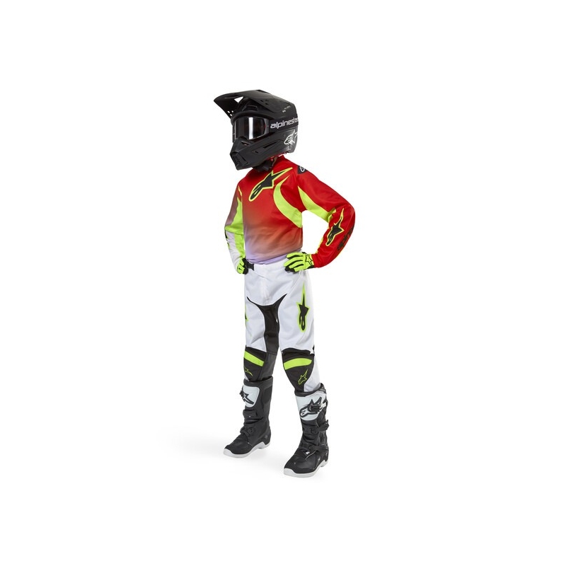 Alpinestars Racer Lucent Lasten motocross-housut Valkoinen-Musta-Keltainen