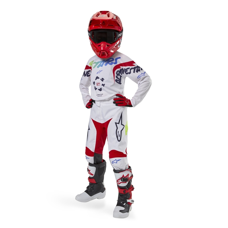 Dětské motokrosové kalhoty Alpinestars Racer Hana 2024 bílo-barevné