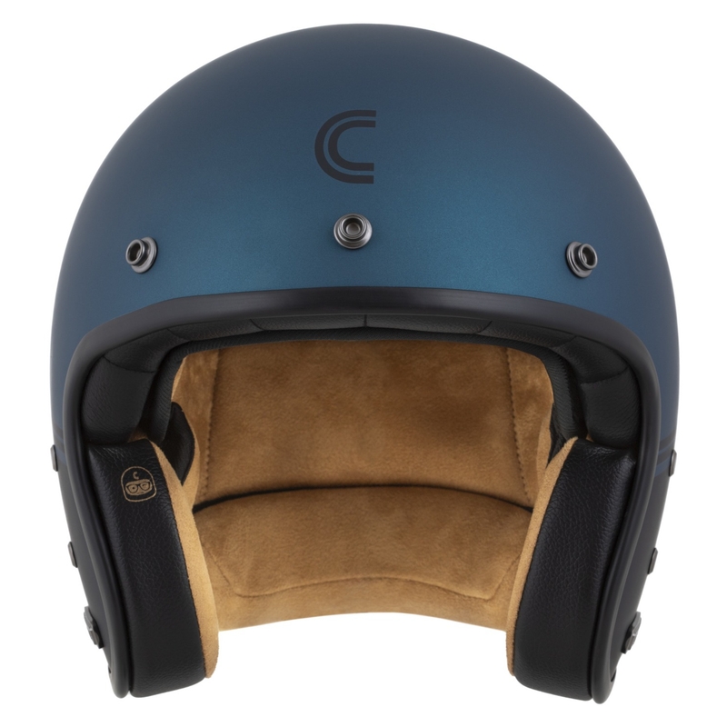 Cassida Eso Super Hooligan Avoin kypärä Musta Matta Metallinen Sininen