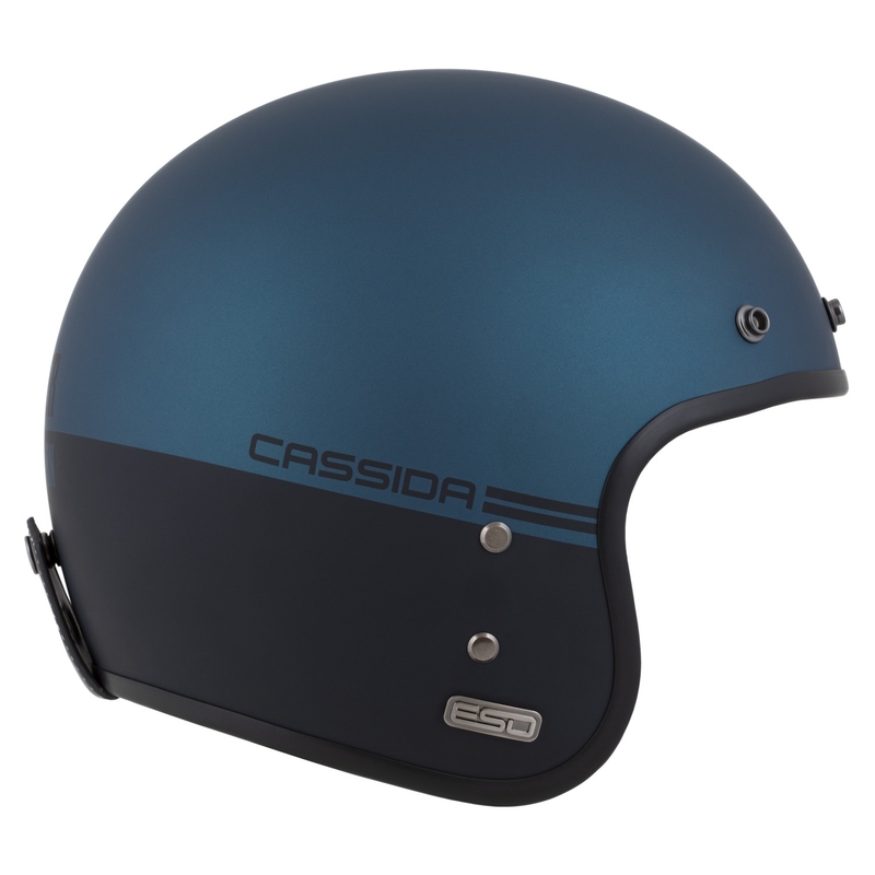 Cassida Eso Super Hooligan Avoin kypärä Musta Matta Metallinen Sininen