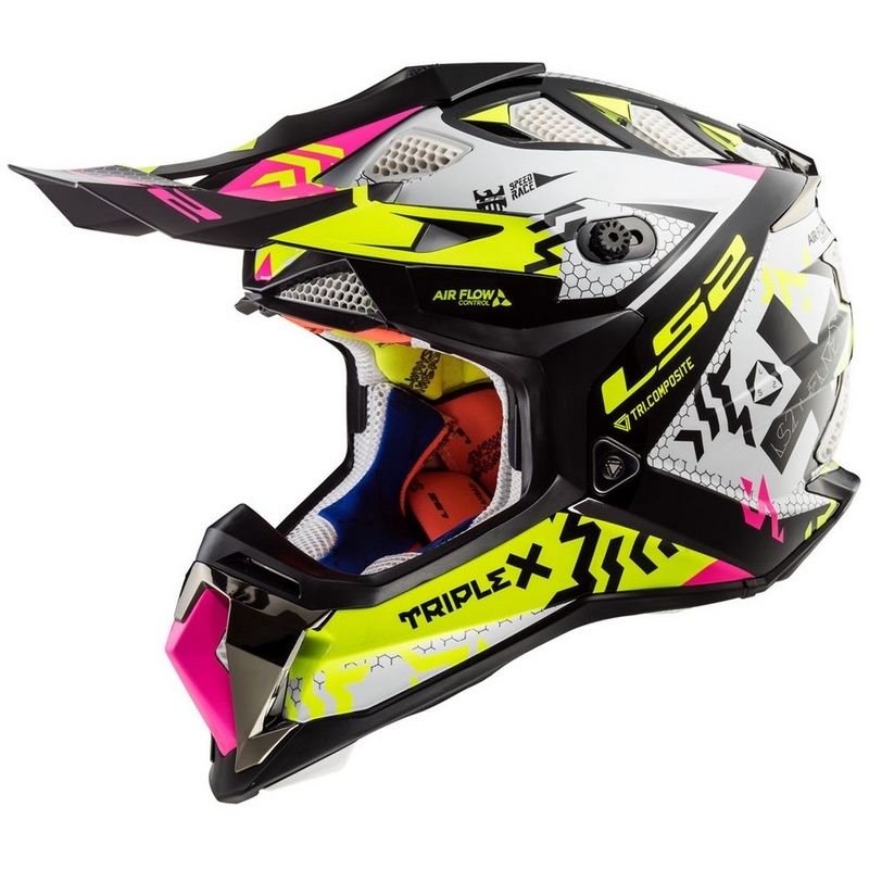 Motokrosová přilba LS2 MX470 Subverter bílo-fluo žluto-růžová výprodej