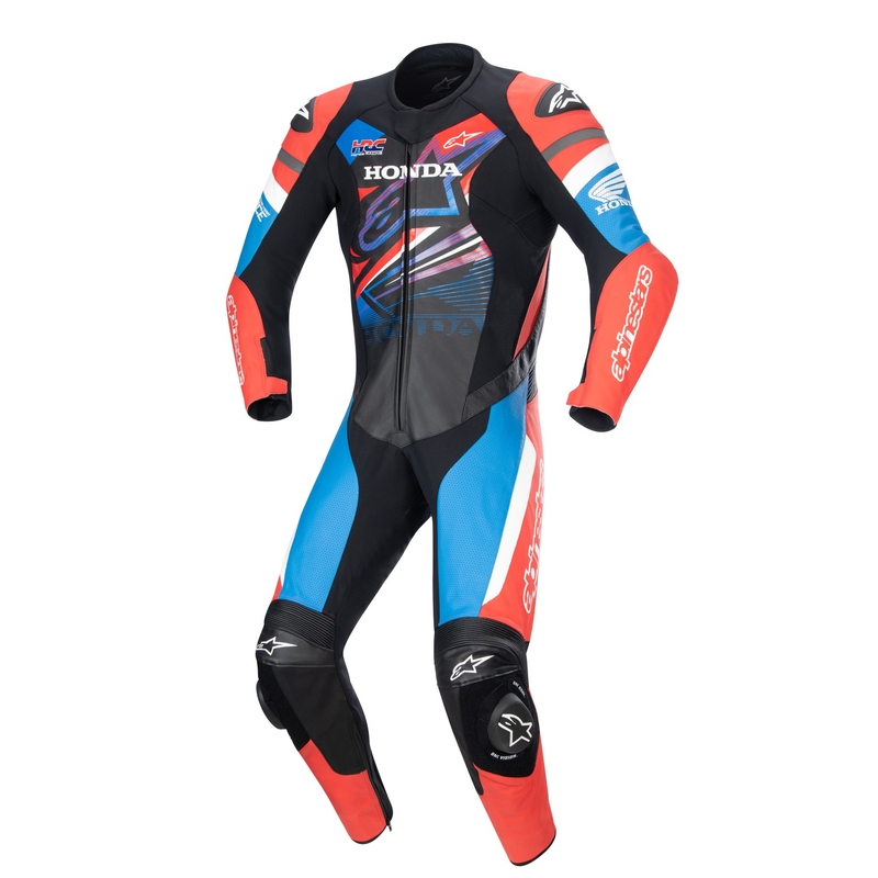 Kombinéza na motorku Alpinestars GP Force Honda černo-červeno fluo-bílá
