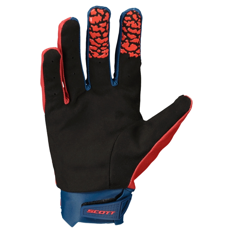Motocross-hanskat SCOTT EVO TRACK sininen-neonpunainen