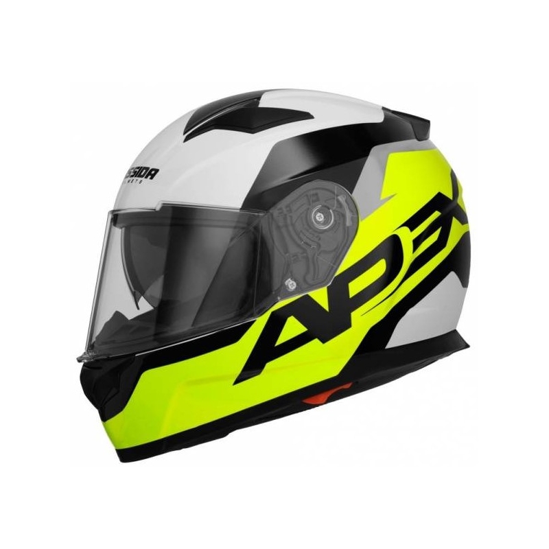Přilba na motorku Cassida Apex Contrast černo-bílo-šedo-fluo žlutá výprodej