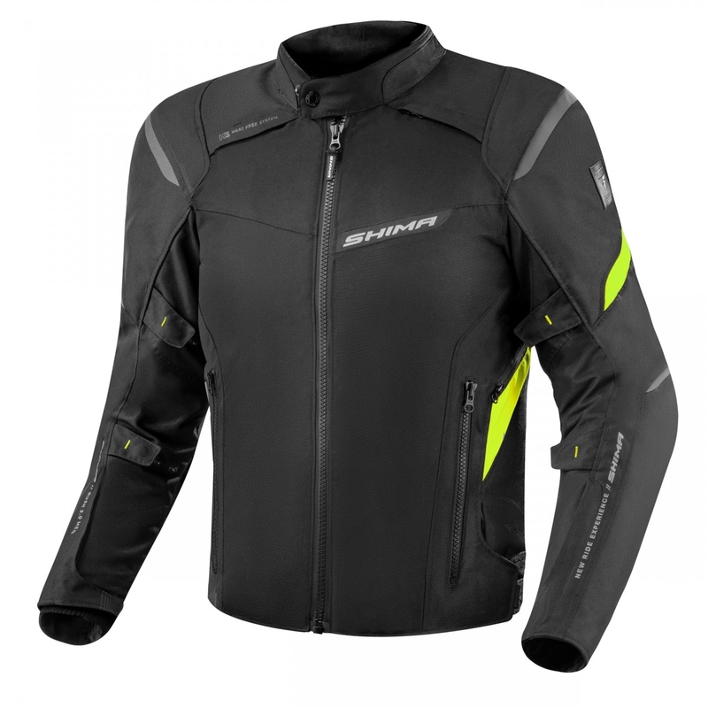 Moottoripyörätakki Shima Rush 2.0 musta-fluo keltainen