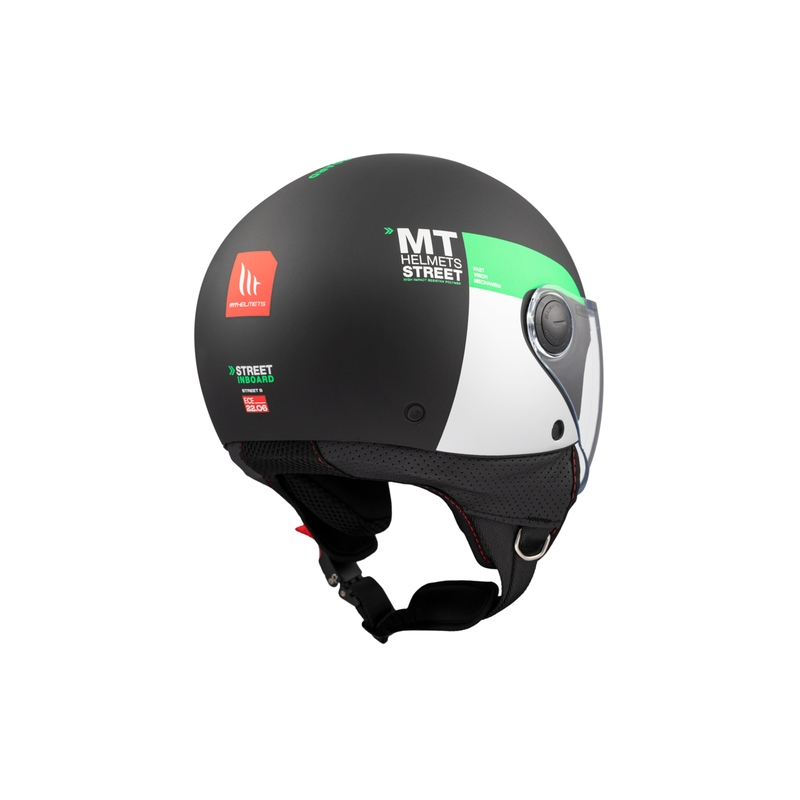 Otevřená helma na motorku MT STREET INBOARD D6 matná černo-zelená