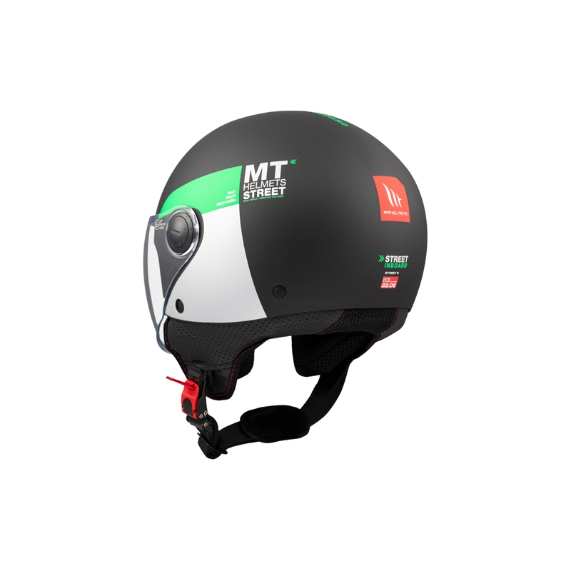 Otevřená helma na motorku MT STREET INBOARD D6 matná černo-zelená