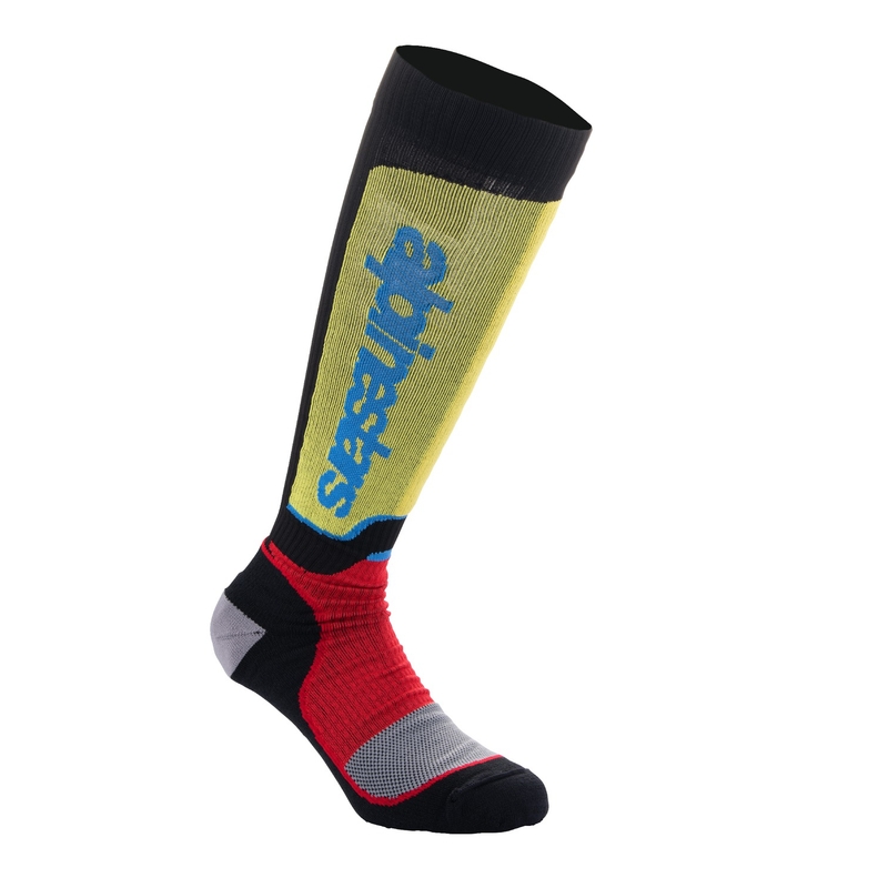 Alpinestars MX Plus musta-punainen fluokeltainen fluokeltainen fluosininen sukat