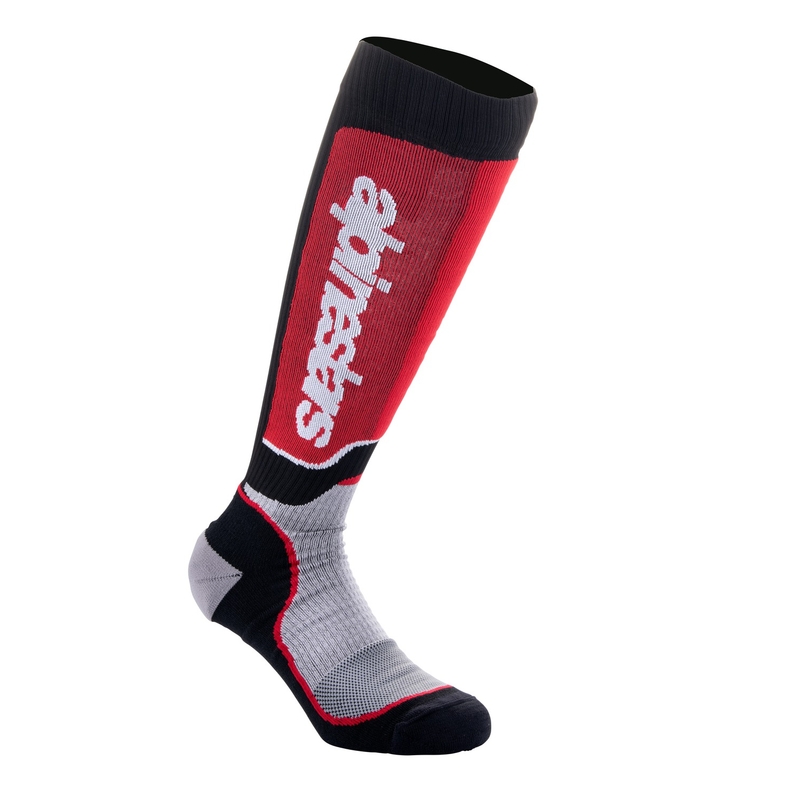 Alpinestars MX Plus mustapunaharmaat sukat.