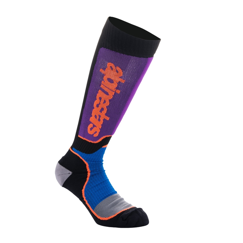 Dětské ponožky Alpinestars MX Plus černo-oranžovo-fialovo-modro-šedé