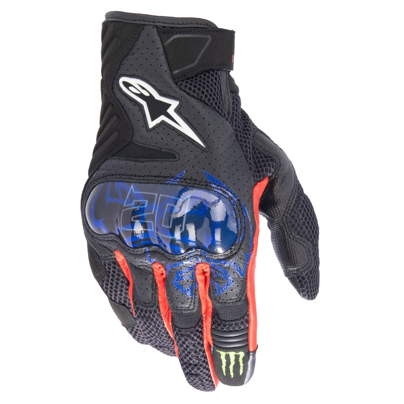 Alpinestars SMX-1 Air 2 Monster FQ20 Musta-punainen-sininen-valko-vihreä Moottoripyöräilykäsineet