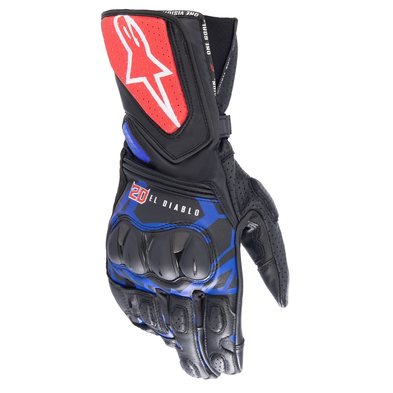 Alpinestars SP-8 3 Monster FQ20 Musta-punainen-sininen-valkoinen Moottoripyöräilykäsineet