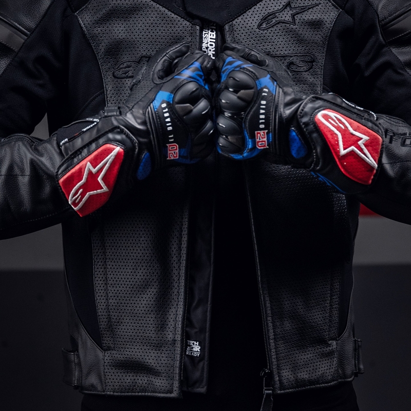 Alpinestars SP-8 3 Monster FQ20 Musta-punainen-sininen-valkoinen Moottoripyöräilykäsineet
