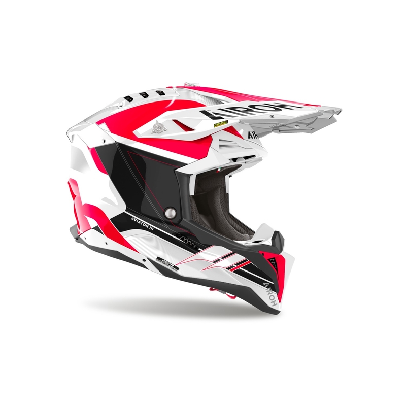 Motocross kypärä Airoh Aviator 3 Saber kiiltävä punainen