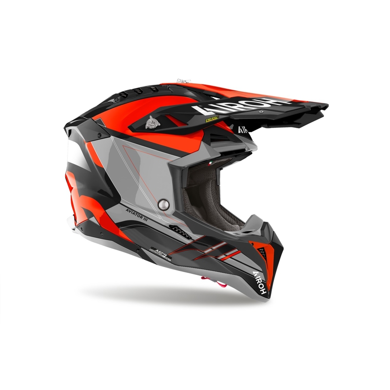 Motocross kypärä Airoh Aviator 3 Saber kiiltävä oranssi