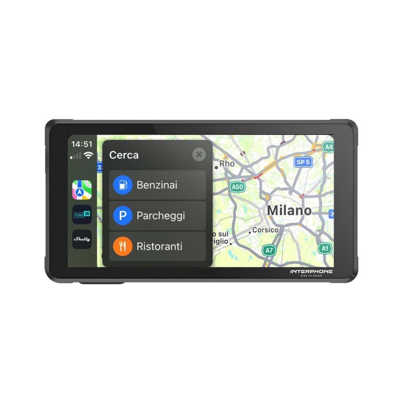 Interphone RIDESYNC Apple CarPlay- ja Android Auto -näyttö moottoripyöriin