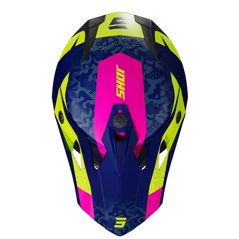 Dětská motokrosová helma Shot Pulse Airfit lesklá modro-fluo žluto-růžová výprodej