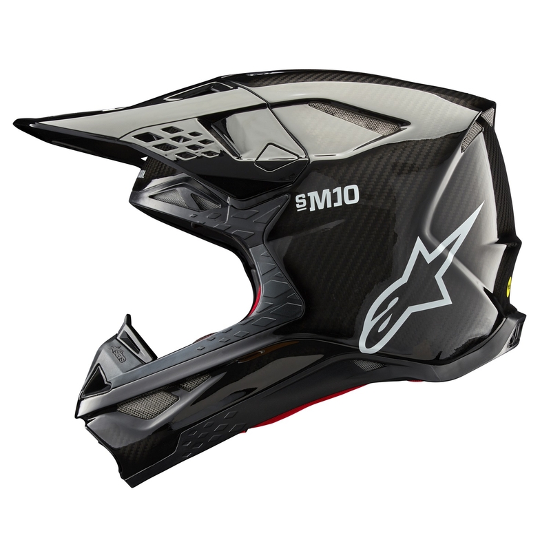 Alpinestars Supertech S-M10 Solid Gloss Carbon Motocross-kypärä
