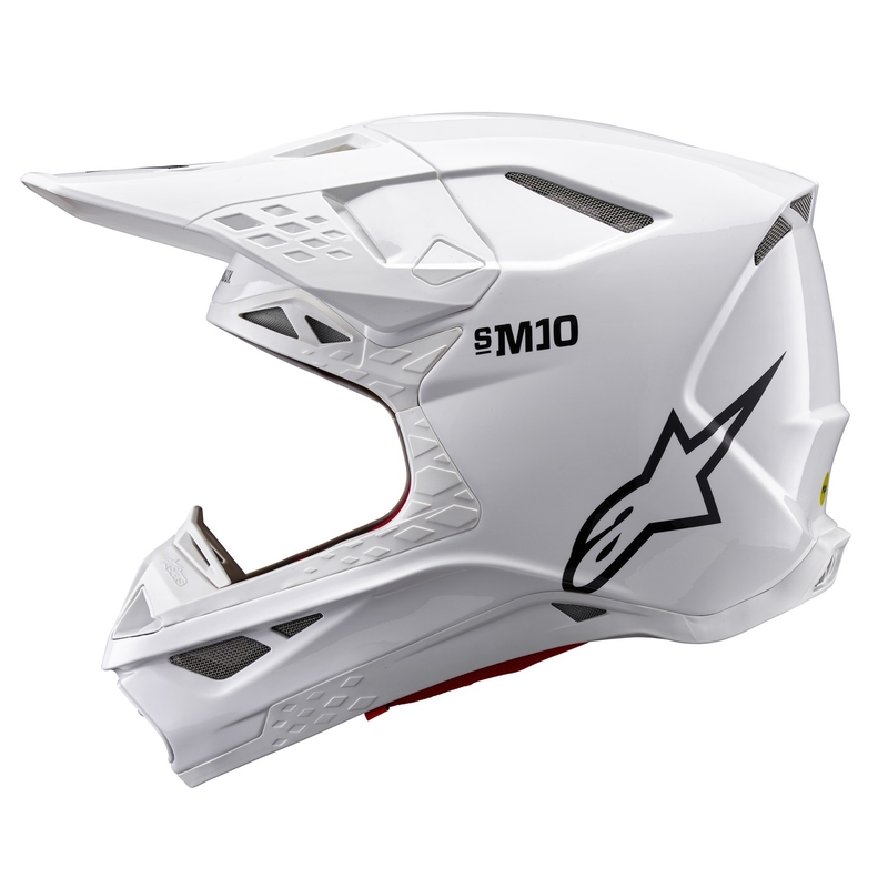 Alpinestars Supertech S-M10 kiinteä valkoinen motocross kypärä