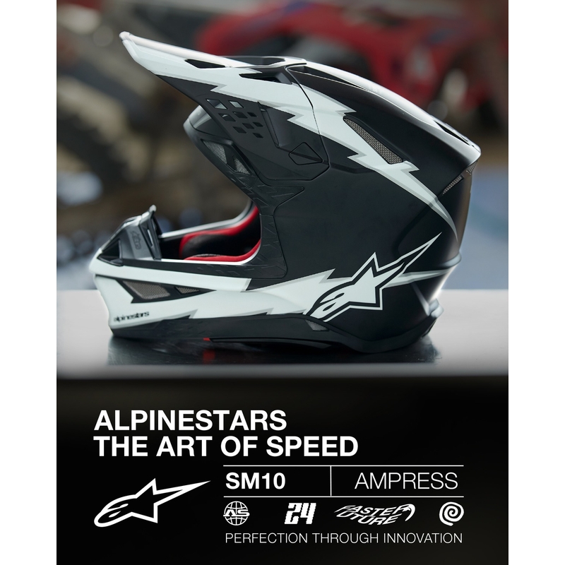 Alpinestars Supertech S-M10 Ampress motocross kypärä mattamusta ja valkoinen