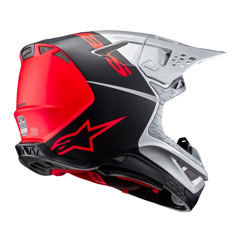 Alpinestars Supertech S-M10 Flood motocross kypärä matta hopea-musta-oranssi fluo