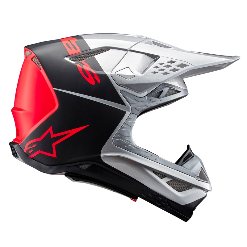 Alpinestars Supertech S-M10 Flood motocross kypärä matta hopea-musta-oranssi fluo