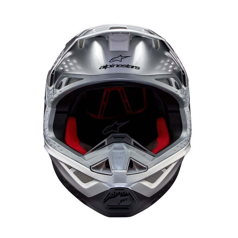 Alpinestars Supertech S-M10 Flood motocross kypärä matta hopea-musta-oranssi fluo