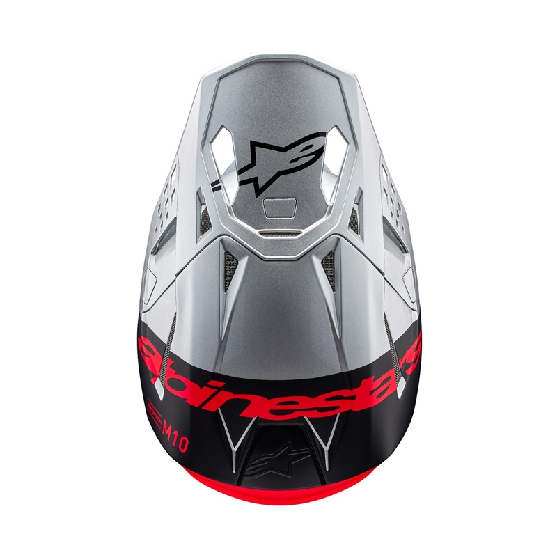 Alpinestars Supertech S-M10 Flood motocross kypärä matta hopea-musta-oranssi fluo