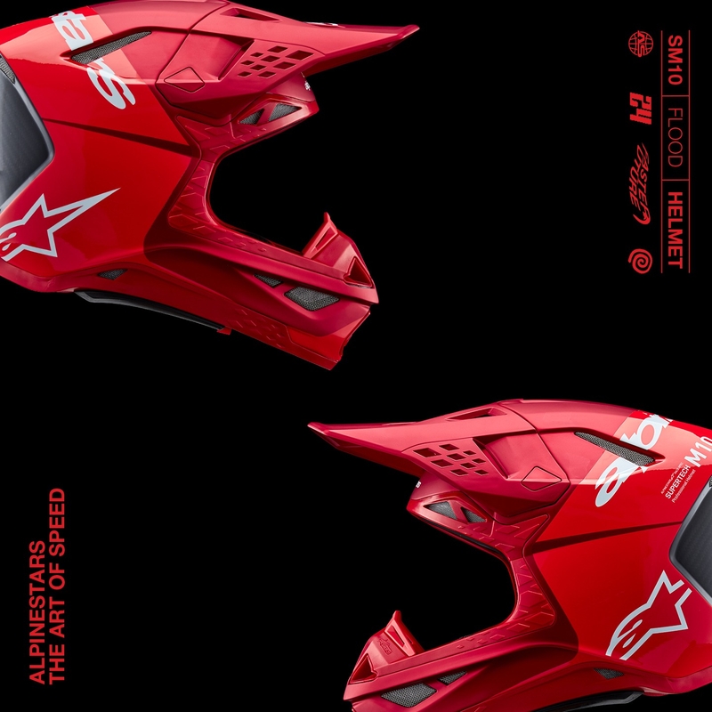 Alpinestars Supertech S-M10 Flood motocross kypärä matta fluo punainen