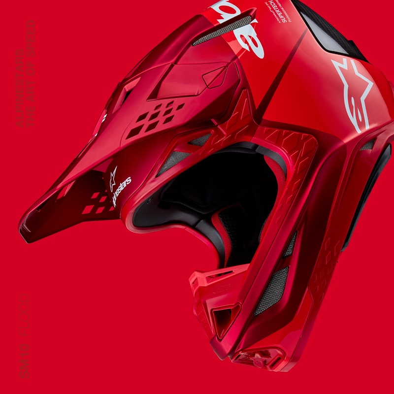Alpinestars Supertech S-M10 Flood motocross kypärä matta fluo punainen