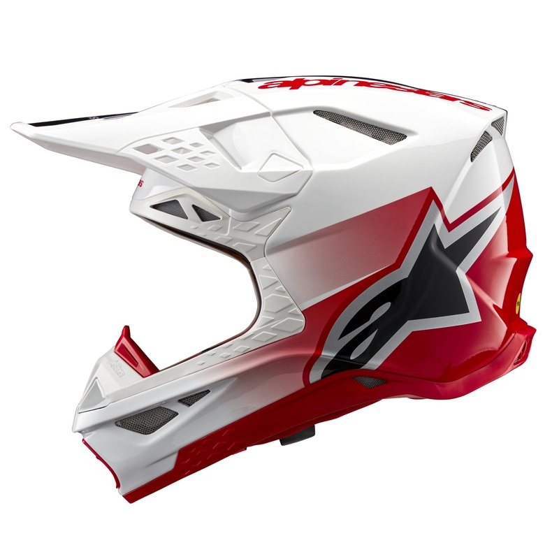 Alpinestars Supertech S-M10 Unite motocross kypärä punainen ja valkoinen