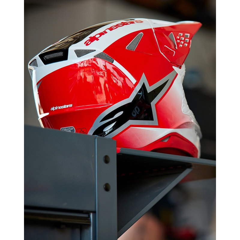 Alpinestars Supertech S-M10 Unite motocross kypärä punainen ja valkoinen