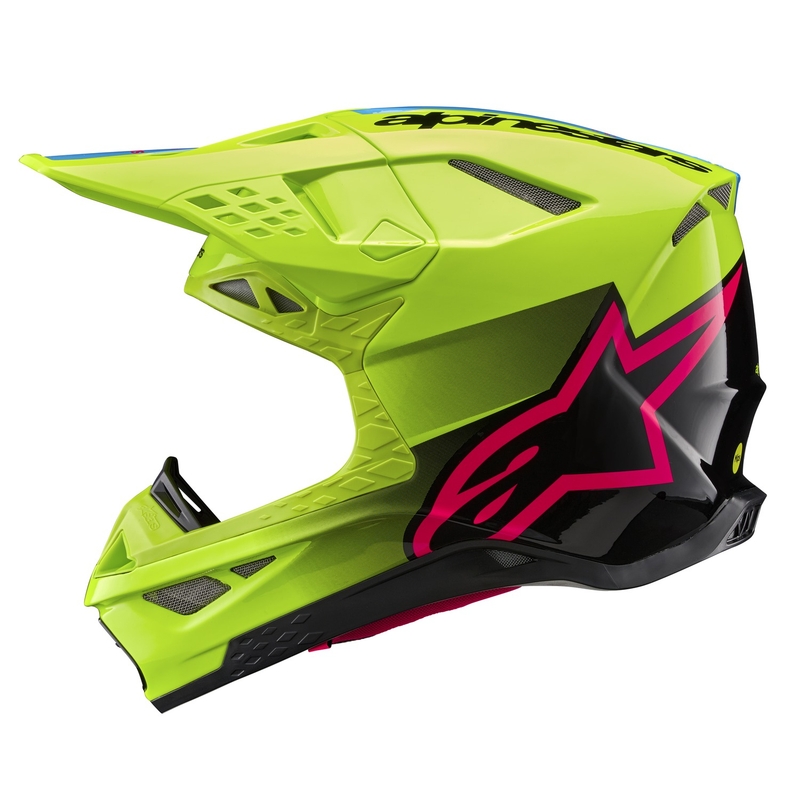 Alpinestars Supertech S-M10 Unite fluo-kelta-musta-vaaleanpunainen motocross-kypärä