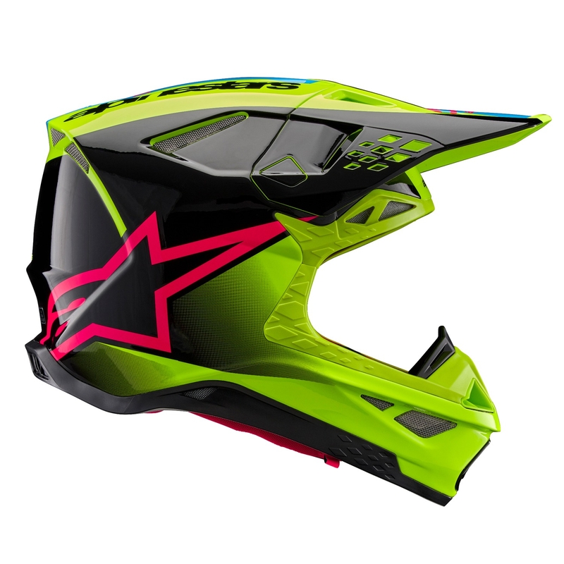 Alpinestars Supertech S-M10 Unite fluo-kelta-musta-vaaleanpunainen motocross-kypärä