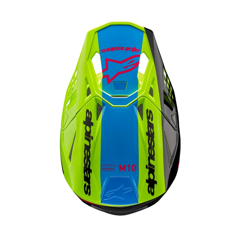 Alpinestars Supertech S-M10 Unite fluo-kelta-musta-vaaleanpunainen motocross-kypärä