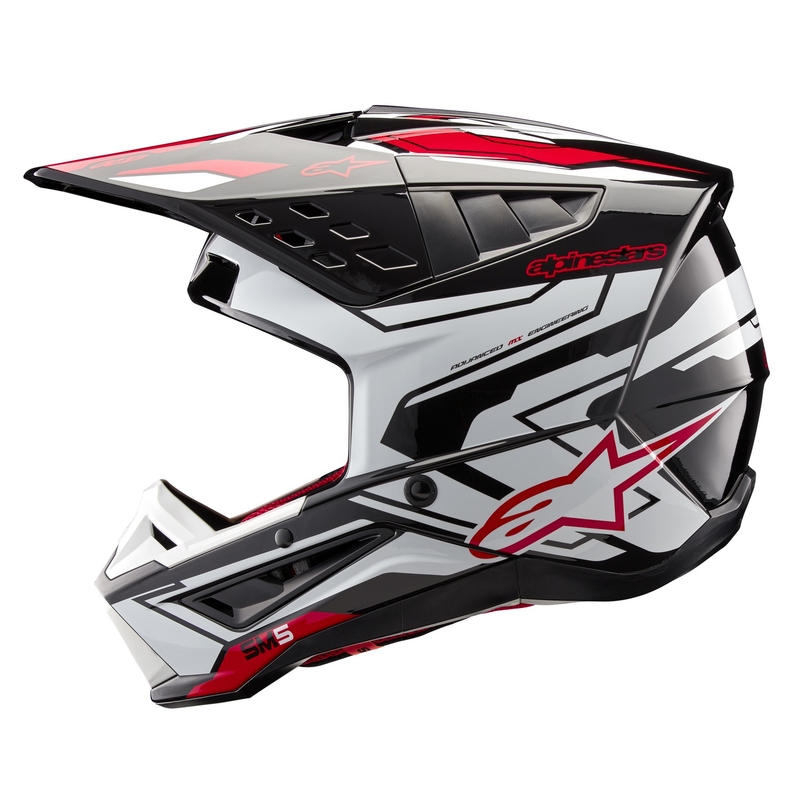 Alpinestars S-M5 Action 2 Musta-valkoinen-fluo-punainen motocross kypärä