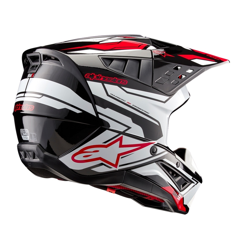 Alpinestars S-M5 Action 2 Musta-valkoinen-fluo-punainen motocross kypärä