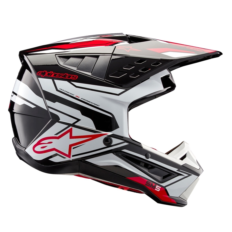 Alpinestars S-M5 Action 2 Musta-valkoinen-fluo-punainen motocross kypärä