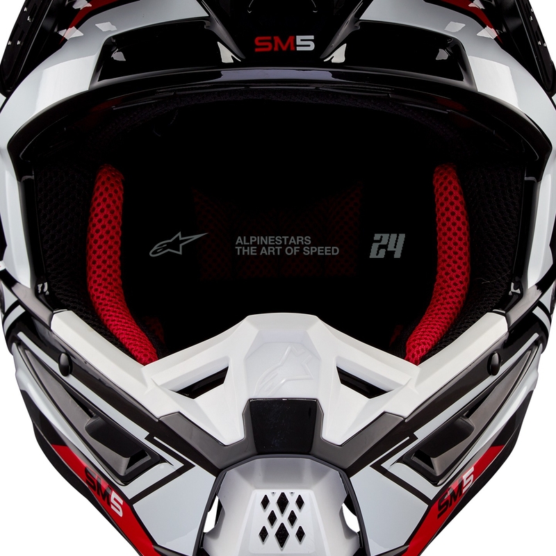 Alpinestars S-M5 Action 2 Musta-valkoinen-fluo-punainen motocross kypärä