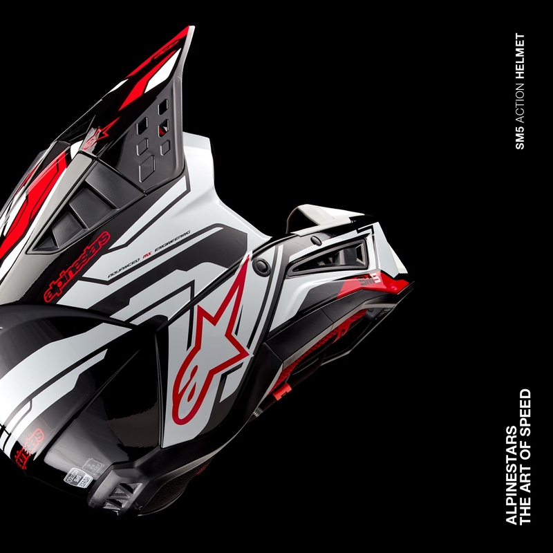 Alpinestars S-M5 Action 2 Musta-valkoinen-fluo-punainen motocross kypärä
