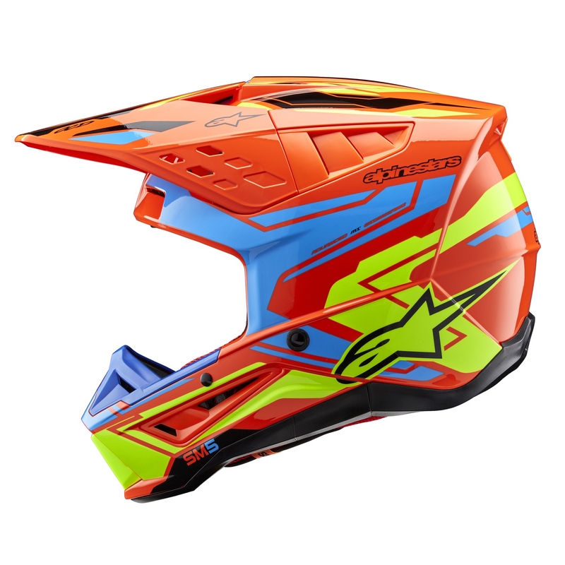 Alpinestars S-M5 Action 2 fluo-oranssi-vaaleansininen-fluokeltainen motocross kypärä