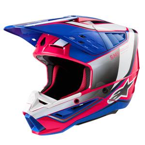 Alpinestars S-M5 Sail Motocross kypärä valkoinen-vaaleanpunainen-sininen