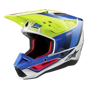 Alpinestars S-M5 Sail fluo-kelta-sininen-hopea motocross-kypärä