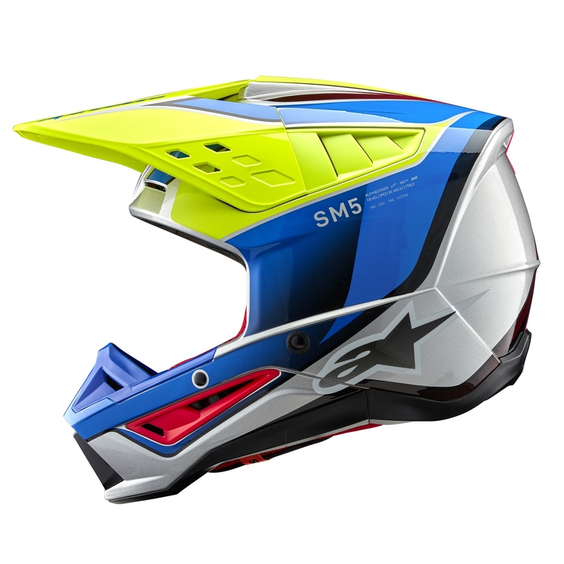 Alpinestars S-M5 Sail fluo-kelta-sininen-hopea motocross-kypärä