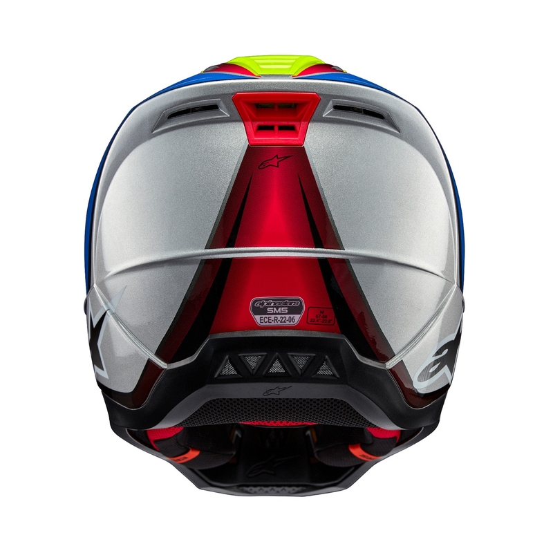 Alpinestars S-M5 Sail fluo-kelta-sininen-hopea motocross-kypärä