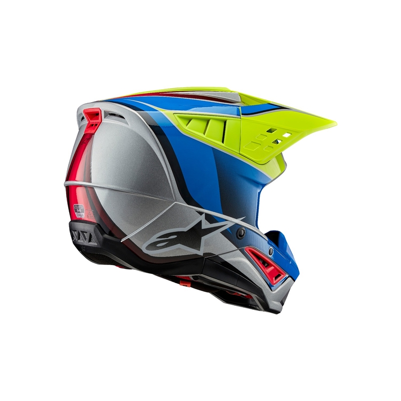 Alpinestars S-M5 Sail fluo-kelta-sininen-hopea motocross-kypärä