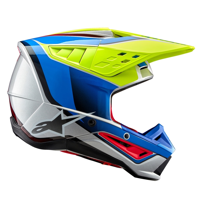 Alpinestars S-M5 Sail fluo-kelta-sininen-hopea motocross-kypärä