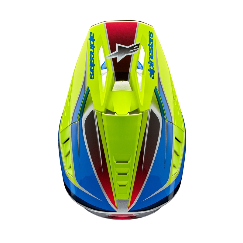 Alpinestars S-M5 Sail fluo-kelta-sininen-hopea motocross-kypärä