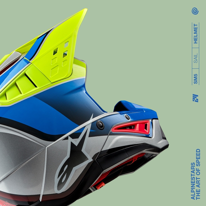 Alpinestars S-M5 Sail fluo-kelta-sininen-hopea motocross-kypärä