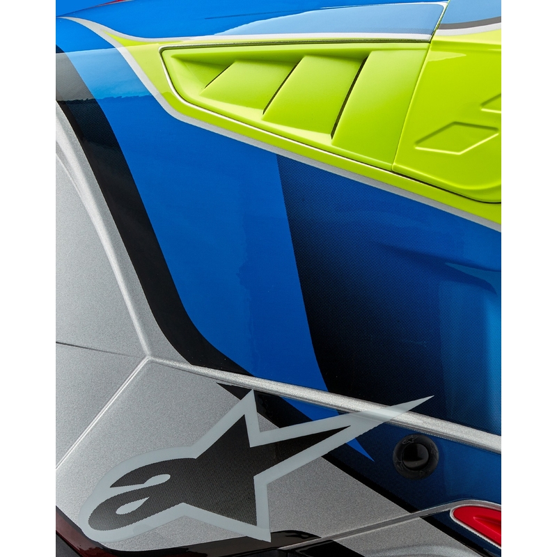 Alpinestars S-M5 Sail fluo-kelta-sininen-hopea motocross-kypärä